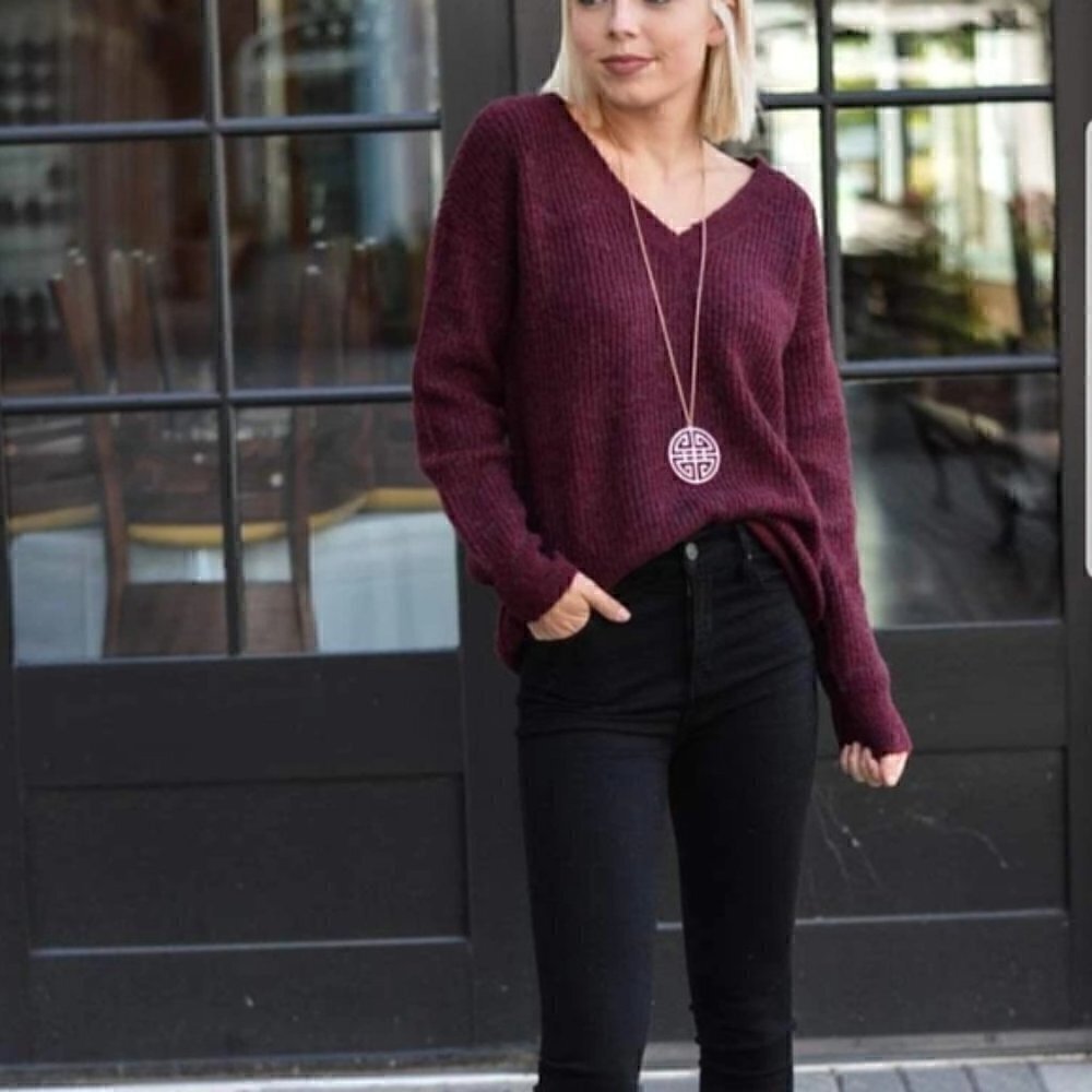 Don't Ask Why Purple Oversized Knitted Sweater